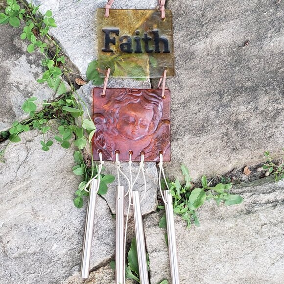 Glass Faith and Angel Wind Chime - Picture 2 of 5